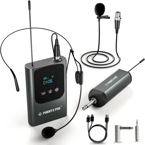 Vista 2 de Phenyx Pro Sistema de micrófono inalámbrico digital PDP-1-1B Bundle con PDP-2-2H y transmisor de bodypack