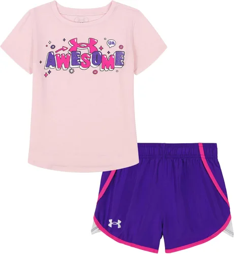 Vista 37 de Under Armour Conjunto de camiseta y pantalones cortos de manga corta de 2 piezas para niña Soft Fabric for Everyday Comfort, Breathable, Lightweight