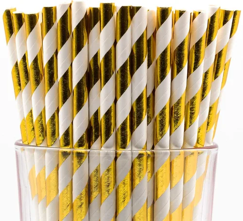 Vista 16 de Paquete de 150 pajitas de papel biodegradables de 4 capas de cheurón rosa bebé (compostables, no tóxicas, sin BPA)