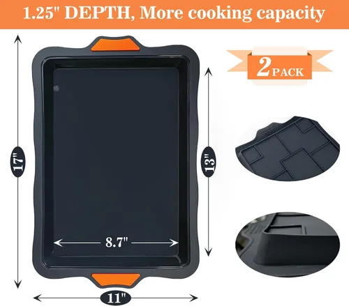Vista 7 de Webake Molde de silicona para tartas de un cuarto de hoja, moldes de hoja de 9 x 13 pulgadas para hornear, hojas antiadherentes para galletas, molde