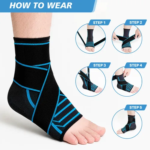 Vista 7 de Tobillera para mujeres y hombres: correas ajustables manga de apoyo de compresión para alivio de la fascitis plantar tendinitis de Aquiles