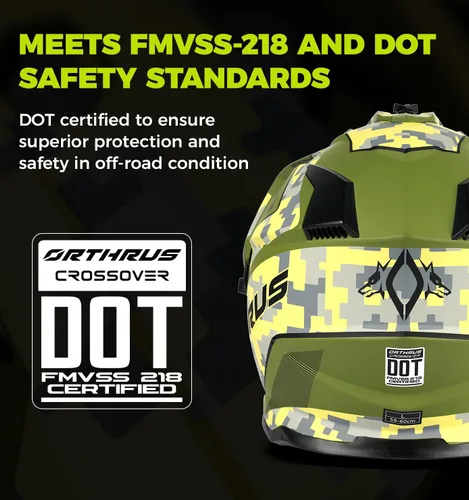 Vista 3 de Orthrus Casco de motocicleta Dual Sport Adventure certificado por DOT para adultos, doble visera y ranura de intercomunicador, ATV UTV Dirt Bike