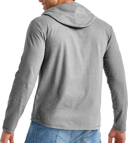 Vista 2 de Hanes Sudadera con capucha de algodón para hombre, ligera, con cuello Henley