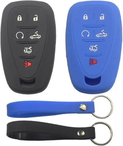 Vista 10 de 2 fundas protectoras de silicona de goma negra con 6 botones para llavero inteligente sin llave compatible con Chevrolet Camaro Convertible 2016