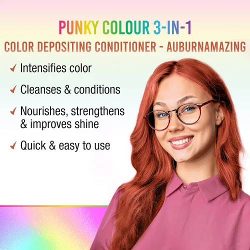 Vista 2 de Punky Colour 3 en 1 Limpiador y acondicionador para el cabello con depósito de color, 8.5 onzas líquidas (AuburnAmazing)