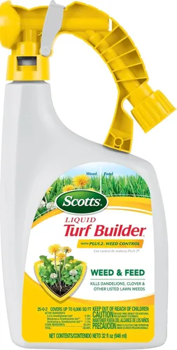 Vista 11 de Scotts Turf Builder Weed and Feed5, Fertilizante y alimento para césped, matamalas hierbas plus, controla dientes de león y trébol, 4,000 pies