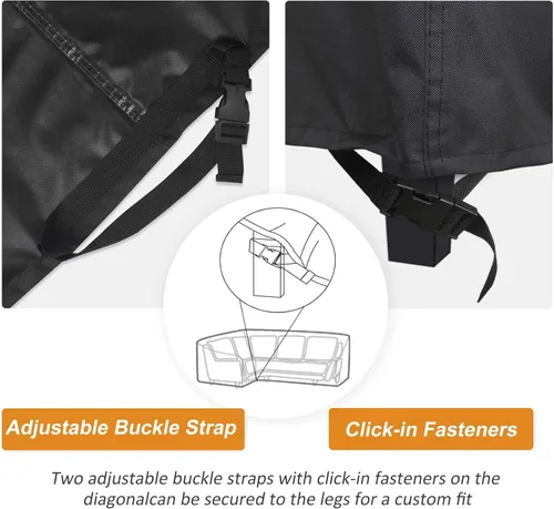Vista 4 de NettyPro Funda impermeable para sofá modular de patio 600D de alta resistencia, para muebles de patio en forma de L, juego de salón, 83 x 104 Negro
