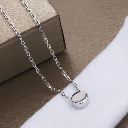 Vista 5 de S.Leaf collar de círculo pequeño, de plata esterlina, para mujer
