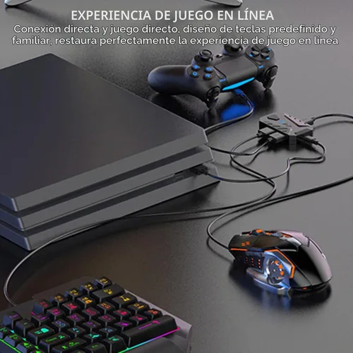 Vista 2 de Convertidor de teclado y ratón, adaptador de teclado USB C portátil y mouse para controladores de juego de retardo, convertidor de adaptador