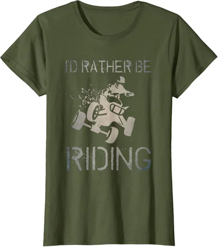 Vista 77 de Camiseta gráfica I'd Rather Be Riding ATV Quad Racing Rider de 4 ruedas, Negro