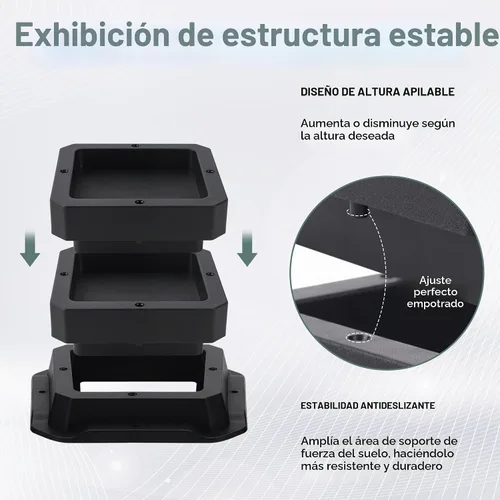 Vista 4 de BTSD-home Elevadores de cama de 1 pulgada resistentes para muebles, para sofá, mesa y silla, color negro, paquete de 4 1.0 in