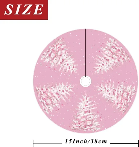 Vista 3 de GAGEC Falda de árbol de Navidad, falda rosa para árbol de Navidad de 15 pulgadas, falda de árbol de invierno para decoración de Navidad