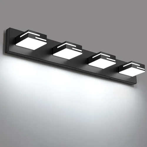 Vista 17 de Lámparas LED modernas para tocador de baño, 2 luces regulables de 15 pulgadas, color negro mate, para accesorios de iluminación de baño sobre