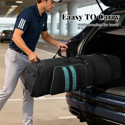 Vista 7 de Bolsa de viaje de golf con ruedas, al aire libre resistente 900D poliéster impermeable bolsas de golf de viaje, bolsas de viaje de golf