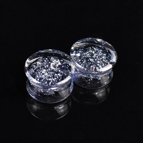 Vista 3 de 10 unidades5 pares de lentejuelas metálicas de acrílico para los túneles de oído, aretes de calibre doble acampanados, extensión de oreja