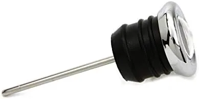 Vista 2 de Varilla de medición de tanque de aceite de estilo corto cromado con medidor de temperatura de aceite, cara de calibre blanco, se adapta a Harley