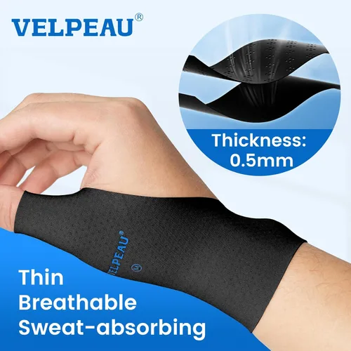 Vista 3 de VELPEAU Manga de compresión para pulgar y muñeca para tendinitis (paquete de 2), tecnología sin costuras, envolturas de guantes para alivio