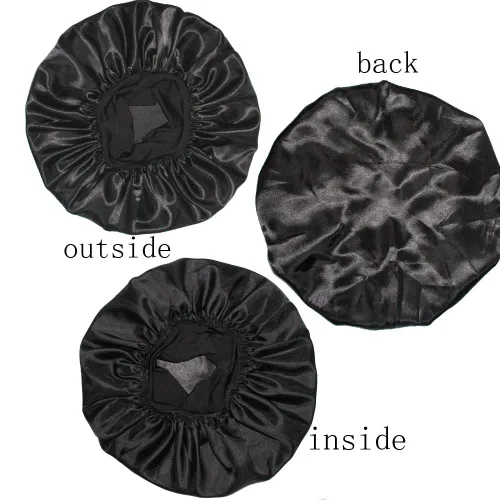 Vista 6 de VEYRNEIC Gorro de satén para el cabello para dormir, gorras de seda para quimioterapia con banda elástica ancha, gorro de dormir para mujeres