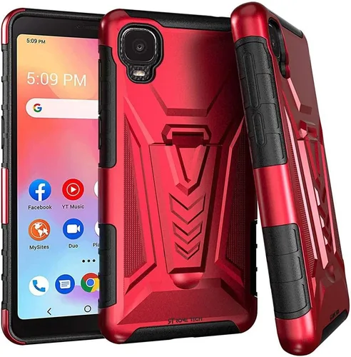 Vista 31 de Rome Tech Funda con clip para cinturón para Cricket Icon 3 de 6.5 pulgadas (2021) - Funda de teléfono celular de doble capa a prueba de golpes