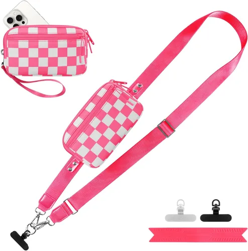 Vista 22 de YFWE Correa de clip and go para teléfono con cartera cruzada, cordón ajustable para teléfono con cartera RFID desmontable, correa universal