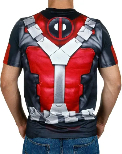 Vista 2 de Marvel Comics Deadpool Performance - Camiseta deportiva de compresión, Rojo