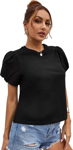 Vista 4 de SweatyRocks Camiseta de verano de manga corta abombada para mujer