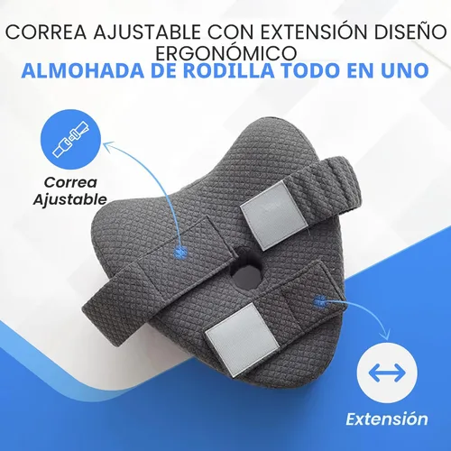 Vista 4 de Almohada de rodilla de espuma viscoelástica para personas que duermen de lado, dolor de cadera con correa ajustable, almohada entre las piernas