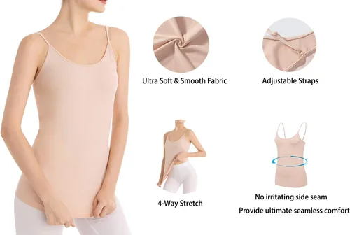 Vista 5 de Comfyin Camiseta sin costuras para mujer ajustable con correa de espagueti sin mangas