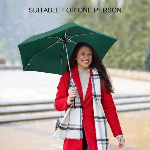 Vista 50 de LEAGERA Paraguas de viaje compacto para bolso, mango plano, impermeable para lluvia ligera