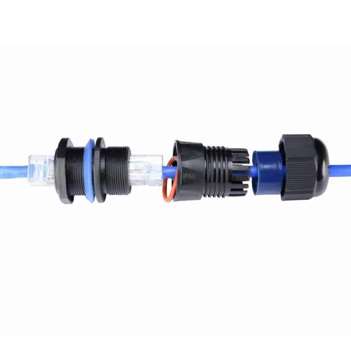 Vista 3 de 5PCS Montaje en Panel RJ45 Conector Impermeable Cat5/5e/6 Ethernet LAN Cable Acoplador con Impermeable/Cubierta de Tapa de Polvo para Red Exterior