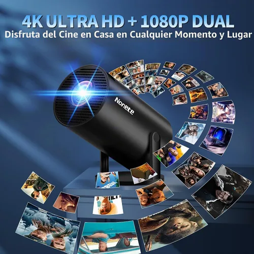 Vista 8 de Mini proyector 1080P, proyector 4K Full HD con WIFI 6 y Bluetooth 5.2, compatible con proyector portátil giratorio de 180° con corrección