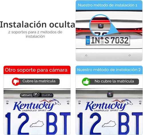 Vista 6 de Cámara de Respaldo HD, Carcasa de Metal Ángulo de Visión Amplia de 170 Grados Cámara de Vista Trasera de Placa de Matrícula para Automóvil, Visión