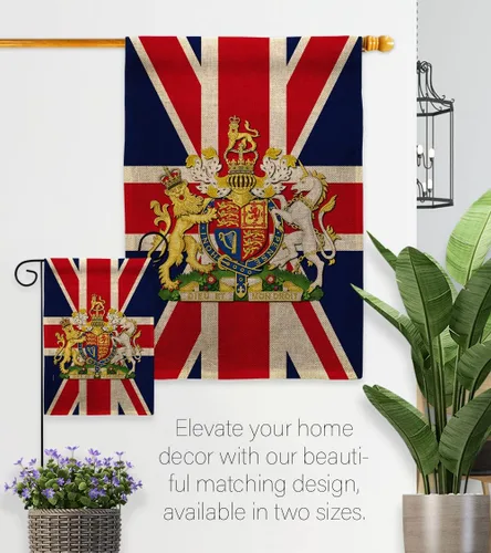 Vista 8 de Escudo de armas Reino Unido Bandera de jardín dulce vida simpatía recuerdo conmemorativo duelo amor apoyo emoción Postive House Banner pequeño patio