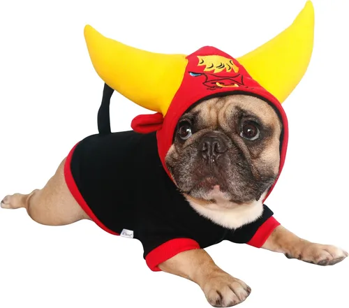 Vista 2 de iChoue - Disfraces para perros, suéteres divertidos, abrigos de invierno, sudaderas con capucha, Frenchie Pitbull Corgi, Pug Inglés, cachorro, S