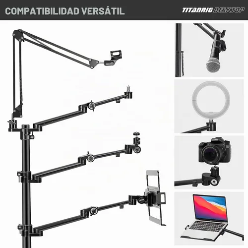Vista 4 de TARION 4-en-1 Escritorio Live Stream Stand Arm Set Titanrig Live