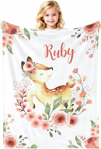 Vista 10 de Manta de bebé personalizada con nombre, cobijas de franela suaves y personalizadas con diseño de animales para recién nacidos, niños y niñas