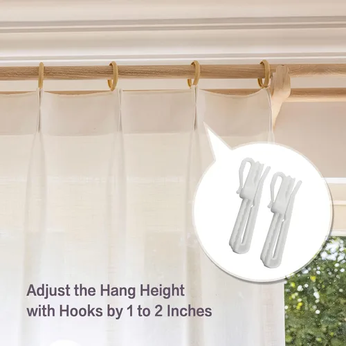 Vista 5 de Cortinas semitraslúcidas beige para sala de estar de 54 pulgadas de largo, paneles de ventana plisados con textura de lino para dormitorio, cortinas