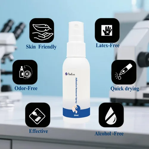 Vista 5 de Removedor de adhesivo para la piel, aerosol de barrera para ostomía para piel, removedor de adhesivo médico para suministros de ostomía, vendajes