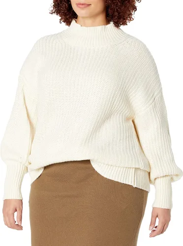 Vista 4 de The Drop INES - Suéter grueso acanalado con cuello alto falso para mujer