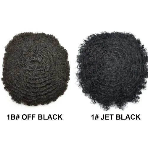 Vista 7 de Afro Toupee para hombres negros, unidad de cabello humano brasileño de encaje francés para hombres afroamericanos africanos y negros, sistema
