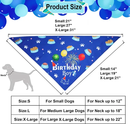 Vista 3 de ADOGGYGO - Bandana de cumpleaños para perro, sombrero de cumpleaños azul, números de edad, talla S 3 tamaños, bandana transpirable, corona dorada