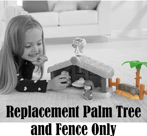 Vista 4 de Árbol de repuesto con valla para Fisher-Price Little People Deluxe Christmas Story, juego de pesebre ~ J2404