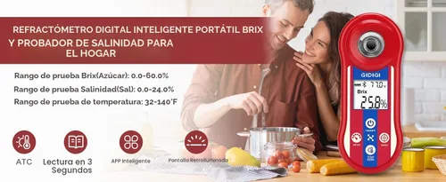 Vista 7 de Digital Brix y refractómetro de salinidad, prueba inteligente del azúcar 0.0-60%