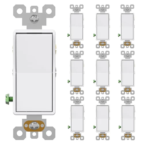 Vista 18 de AIDA Paquete de 1 interruptor de luz basculante Decora de 3 vías, interruptores de luz eléctricos con conexión a tierra automática de 15 amperios