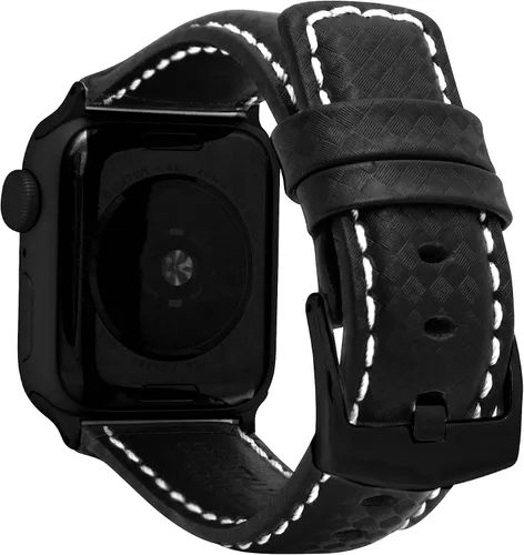 Vista 19 de Bandini Correa de cuero de fibra de carbono para hombre para Apple Watch de 1.732 in 1.772 in 1.654 in 1.614 in 1.575 in 1.496 in Ultra 1.929 in