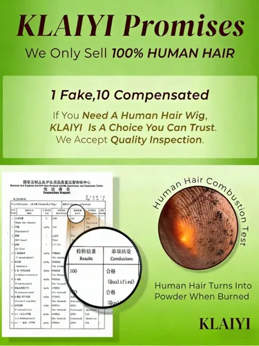 Vista 7 de KLAIYI Bye Bye Slip™ - Pelucas de cabello humano con encaje frontal 7x5, color marrón castaño degradado, rizado, sin pegamento, precortadas de 7 x