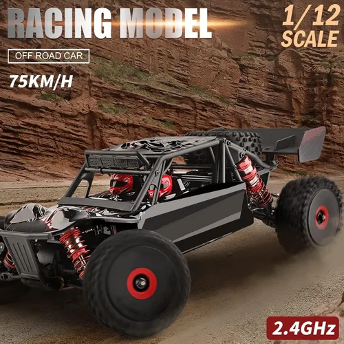 Vista 2 de GoolRC WLtoys 124016 V2 - Auto a control remoto a escala 1:12, 4WD 46.6 mi/h, camión de carreras de alta velocidad, 2.4 GHz todo terreno todoterreno