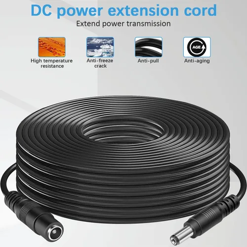 Vista 6 de Cable de extensión de alimentación CC, cable de extensión de 12 V CC de 0.083 in x 0.217 in, cable de alimentación macho a hembra, para cámara