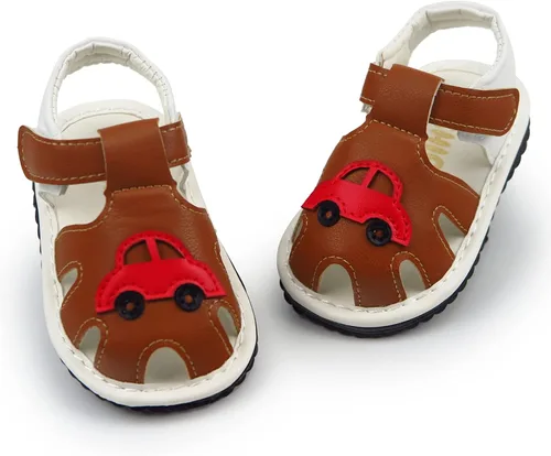 Vista 3 de WILLFUN Sandalias chirriantes de verano para bebé niño y niña, suela de goma de alta calidad, zapatos antideslizantes para niños pequeños primeros