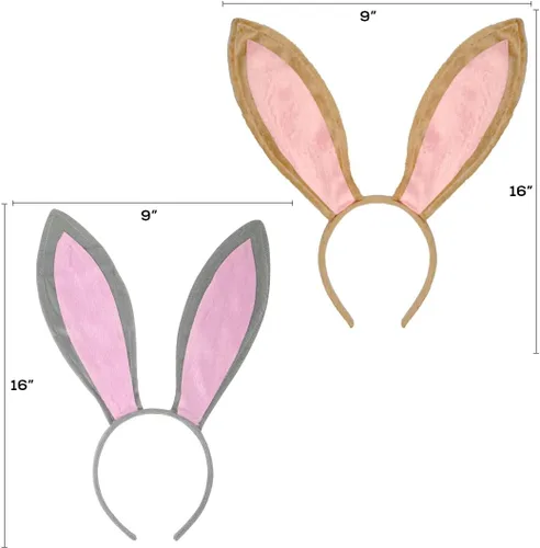 Vista 7 de Funcredible Diademas de orejas de conejo grises y suaves, diademas de orejas de conejo, accesorios de disfraz de conejo, orejas de conejo flexibles